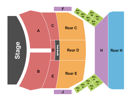 Reserved seating chart for Charleston Music Hall